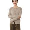 Autumn Women's Round Neck Wool Blend Cardigan Knitwear