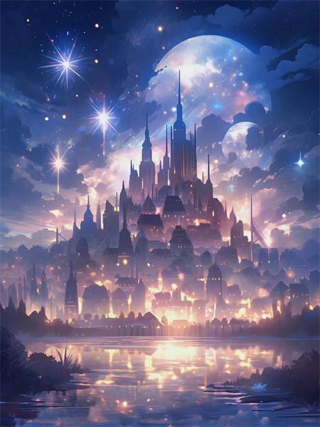 Diamond Art Painting Castle Fireworks Full Square Round Embroidery Mosaic Fantasy Landscape Home Decor