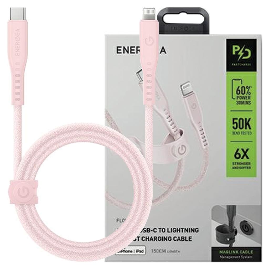 Energea Kabel Flow Usb-C - Lightningc94 Mfi 1.5M Różowy/Pink 60W 3A Pd Fast Charge