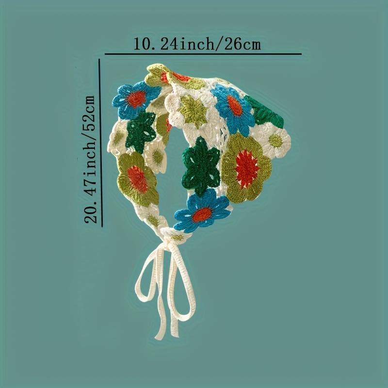 1Pc Knitted Floral Women's Hair Band Colorful Crocheted Hair Accessory with Fringe Tail,Perfect for,Vacation,Casual Wear
