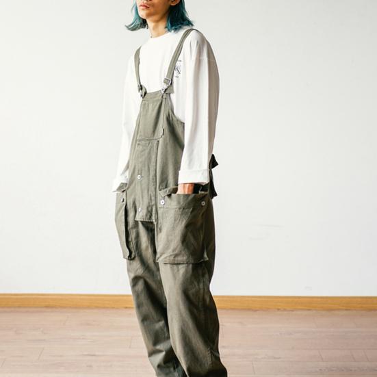Herren Jumpsuit Mehrere Taschen Einfarbige Tasche Locker Bequem Verkleidung Übergroß Vintage