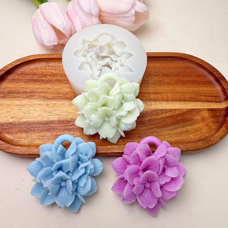Hydrangea Flower Silicone Mold Diy Aromatherapy Candle Gypsum Resin Clay Mold Kitchen Baking Cake Decoration Flower Mold