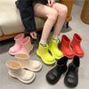 Fashion Faionable Women's Ort Rain Boots Thi Bot Outdoor Wear Waterproof Non-Slip Spring Autumn Low Cut Booties PVC Material