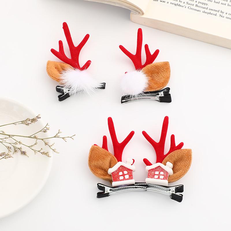 Sponky do vlasů s parohy soba: Vánoční 3D vlasové doplňky pro drdoly a copy