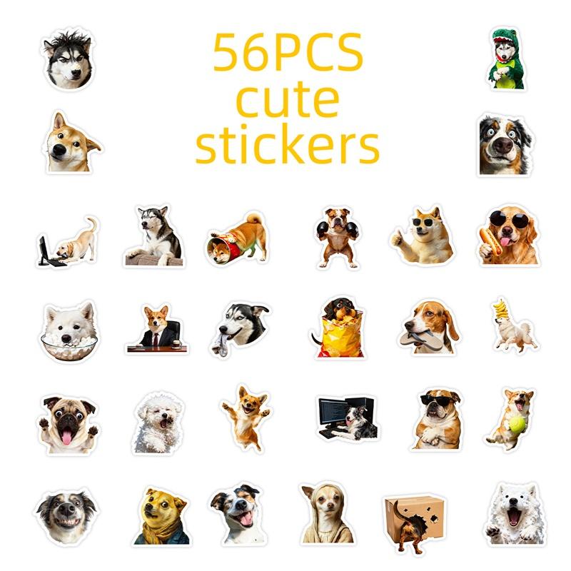 10/30/56PCS Cute Dog Expression PVC Sticky Sticker Aesthetic DIY Decoration Scrapbooking Hand Accounting Supplies