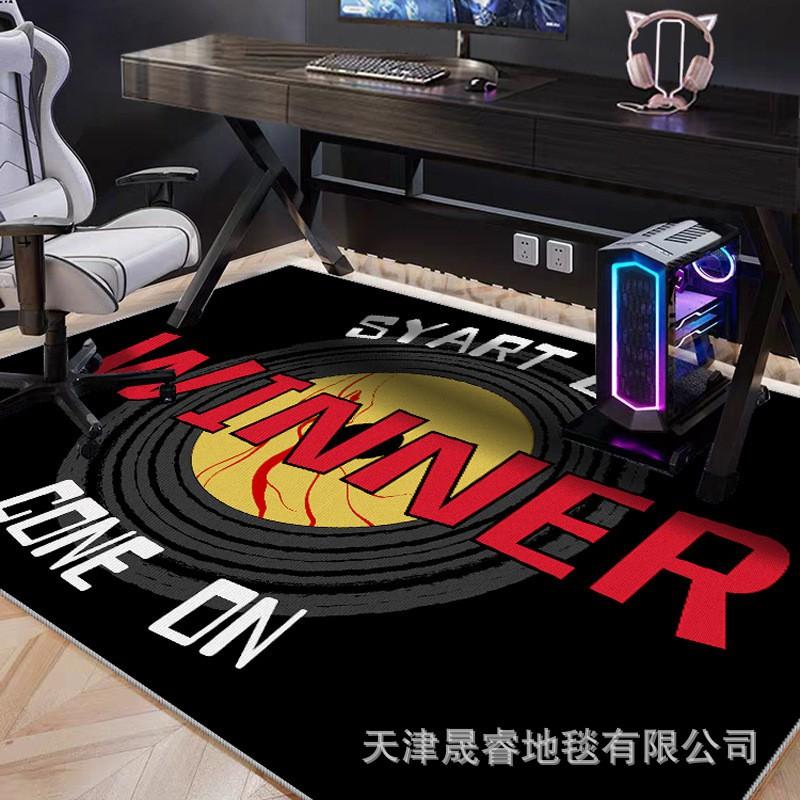 Gaming Room Rug Chair Mat Floor Protection Non-Slip Geometric Crystal Velvet Carpet Living Bedroom Study