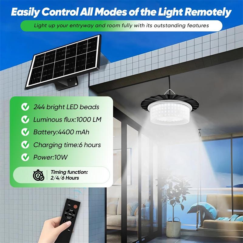 Solar Shed Light Indoor Outdoor, 244LED Pendant Light, Motion Sensor Solar Indoor Light With Remote Control for Home Yard Garage