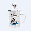 High-Value Transparent Water Cup Gift Cute Cartoon Breakfast With Lid Household Wind Glass