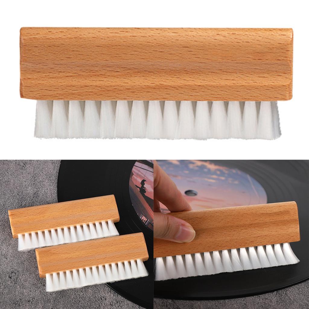 Vinyl Velvet Record Antistatic Cleaning Brush With Wooden Handle for Static Free Vinyl Sound Clarity