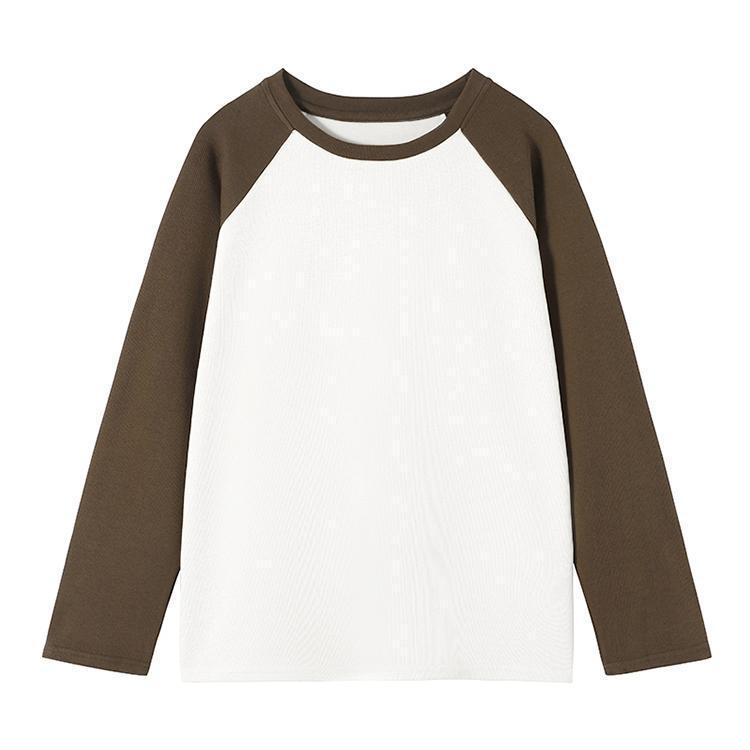 Herbst 2025 Colorblock Raglanärmel Langarmshirt – Lockere Patchwork-Basisschicht für Herbst/Winter.