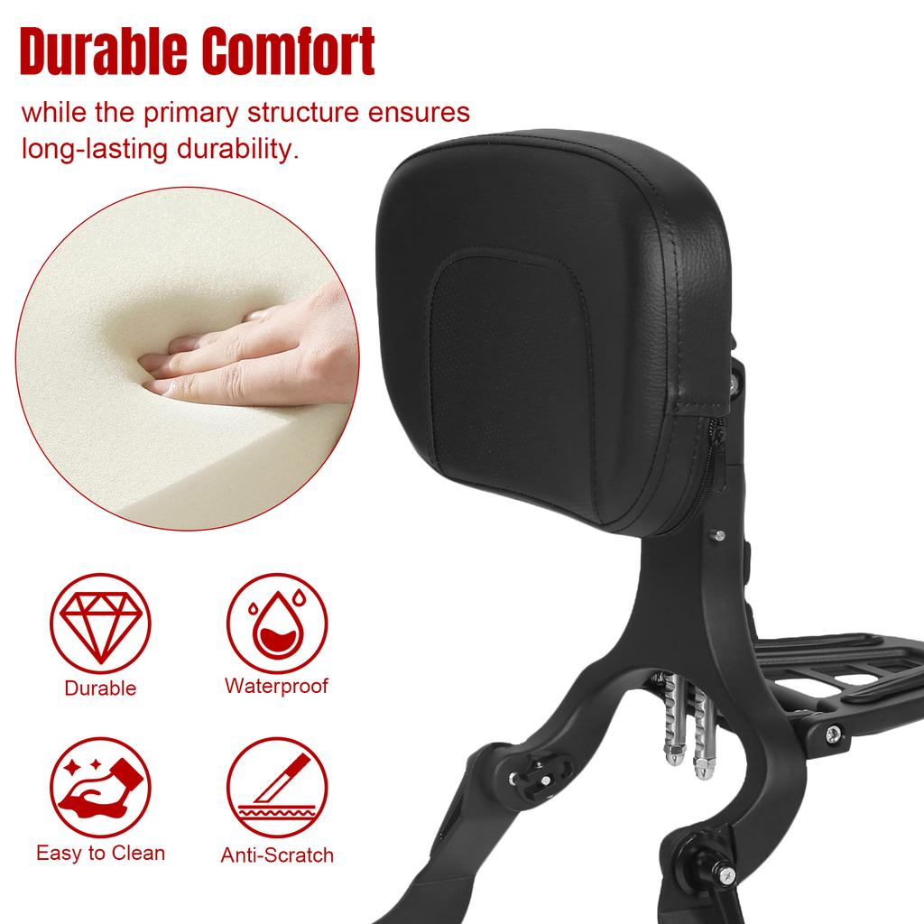 Motorcycle Passenger Backrest Pad Adjustable Rider Backrest Rotatable Multi-Purpose for Harley14-22 Street750/500 XG750/500