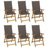 VidaXL Set of 6 Folding Garden Chairs with Cushions, Patio Seats, Dining Chairs, Patio Furniture 3064127