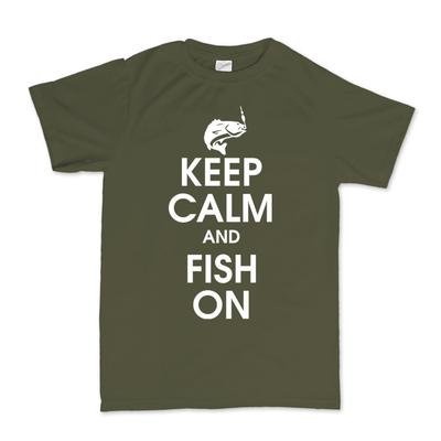 Keep Calm and Fish On Fishing Rod Line Bass Fishing T-Shirt
