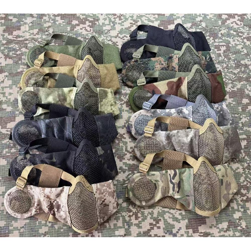 Nouveau Masque Tactique Respirant en Maille d'Acier V14 Demi-Visage pour Wargame CS Entraînement au Combat en Extérieur