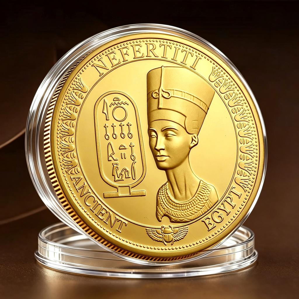 Ancient Egyptian Commemorative Coins Metal Museum Cultural and Creative, Commemorative Medals Collection Pyramid Pharaoh Relief Coins