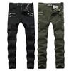 Motorcycle Cargo Pants Pleats Multi Pockets Solid Color Slim Fit Streetwear Hip