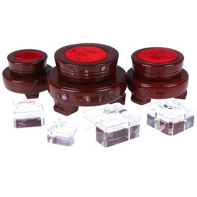 Wood Display Stand Base Holder For  Ball Sphere Stone Decor