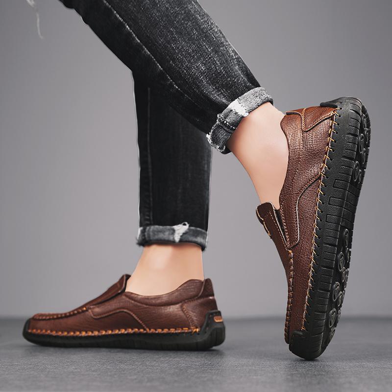 Pánské boty z pravé kůže v retro stylu, velká velikost, ultralehké, ručně vyráběné, ležérní, pánské kotníkové boty