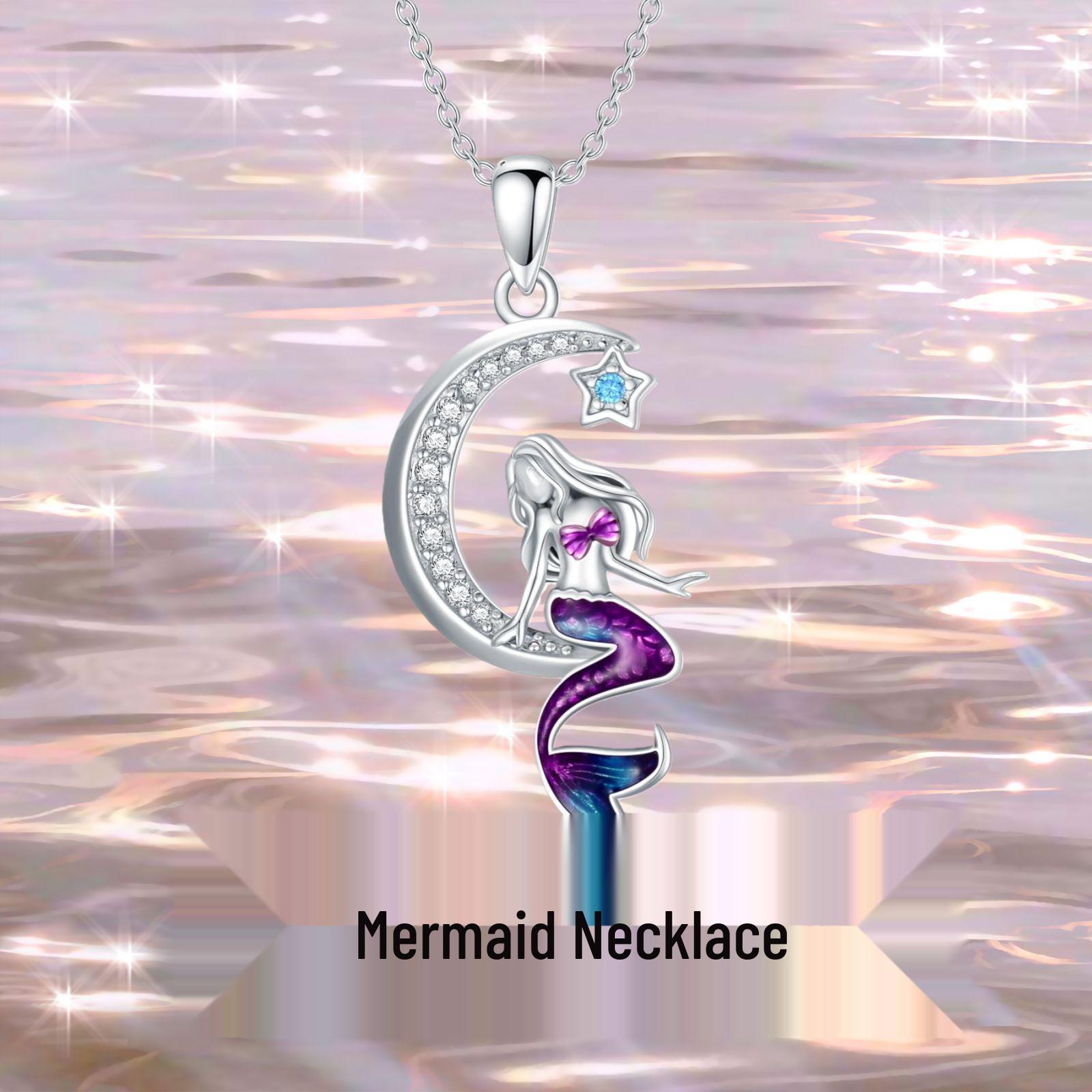 

Изысканное ожерелье с подвеской в виде русалки, луны и звезды для женщин Copper