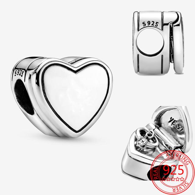 Authentic 925 Sterling Silver Yes !Heart Charm Fit Fashion Bracelet Diamond Ring Magic Box Charm Girls Diy Jewelry Gift