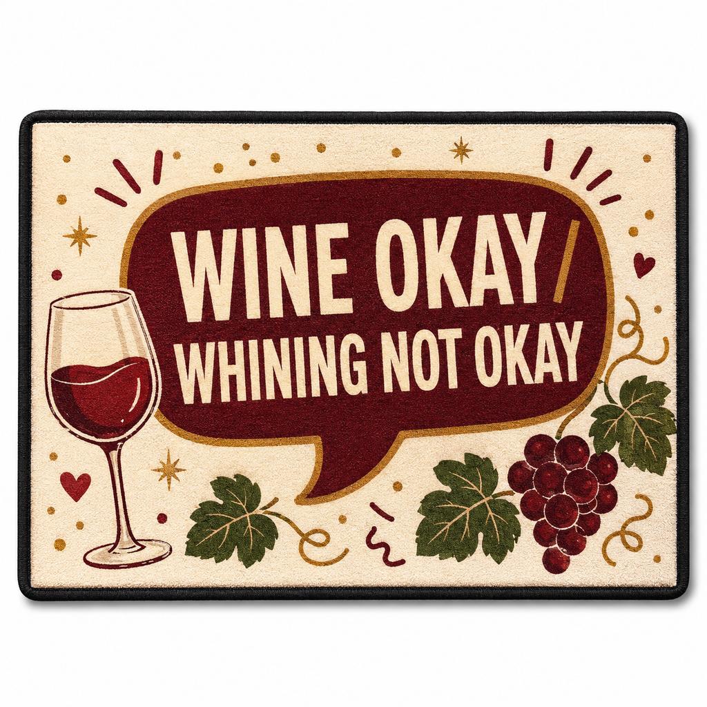 Funny Custom Welcome Doormat Wine Okay Whining Not Okay Indoor Entrance Rug for Kitchen Bar Dining Room Decor Anti-slip Doormat