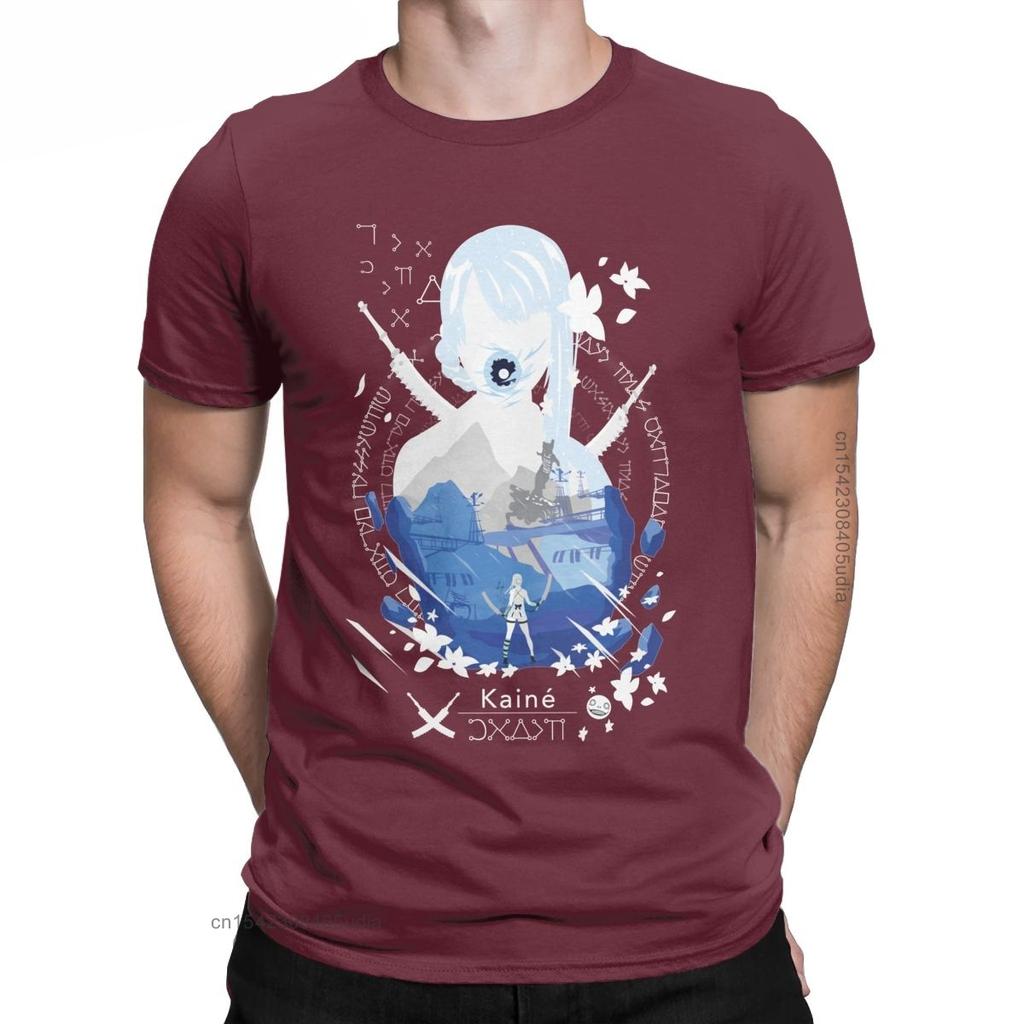 Kaine T-Shirt Men Nier Replicant Automata Game Funny Cotton Tees Vintage Oversized T Shirt Camisa Streetwear