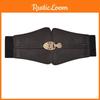 Gold Fashion Buckle Decoration Women Casual Black Faux Leather Belt For Daily