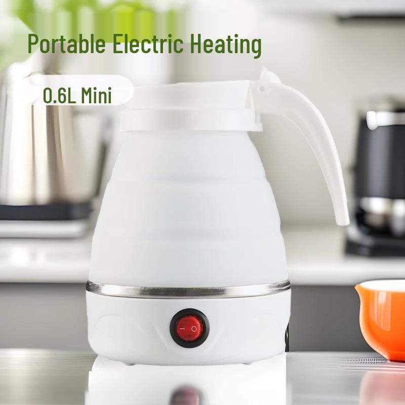 Портативный мини-электрический силиконовый чайник для путешествий белый
