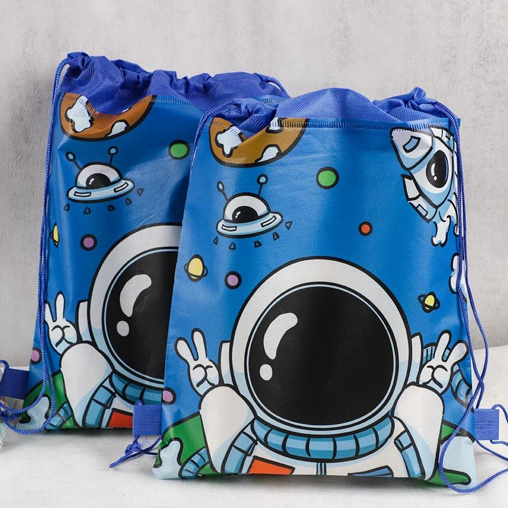 

12Pcs Outer Space Astronaut Theme Drawstring Bags School Backpack Storage Bag for Kids Birthday Party Favors Back To School Gift 35.5x27cm