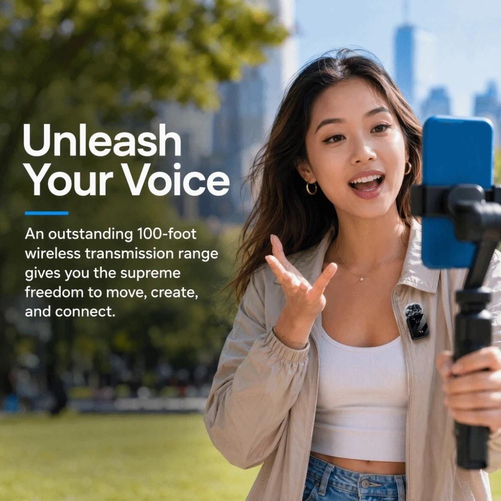 Mini Wireless Microphone Noise Cancellation Lapel Microphone Clip-On Microphone Travel