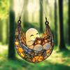 Halloween Reading Ghost Suncatcher Decoration Hanging Chair Cartoon Ghost Stained Glass 2D Flat Acrylic Wall Window Hanging Sign Ornament