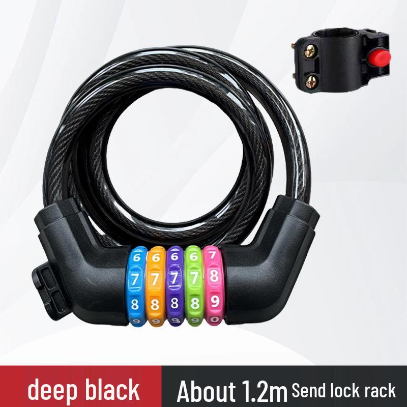 Portable Frosted Steel Cable Bicycle Lock with Anti-Theft Combination for Mountain Bikes and Electric Vehicles