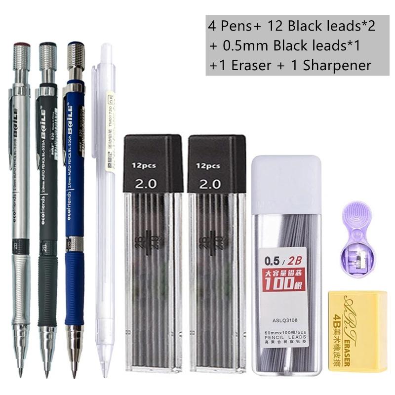 Xiaomi 2-9 Stück Mechanischer Bleistift Set 2,0 mm mit Schwarz/Farben Minen Nachfüllung Zum Schreiben Skizzieren Zeichnen Malen Schule Automatischer Bleistift