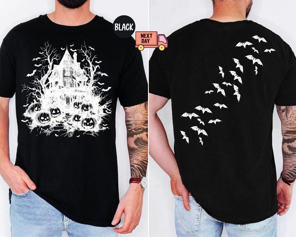 Vintage Haunted House Shirt Halloween Shirt Spooky Season TShirt S