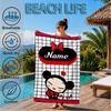 Custom Name Heartfelt Pucca Moment Beach Towel Microfiber Beach Towel, Lightweight and Quick-Dry, for Summer Travel, Swimming Pool Gift