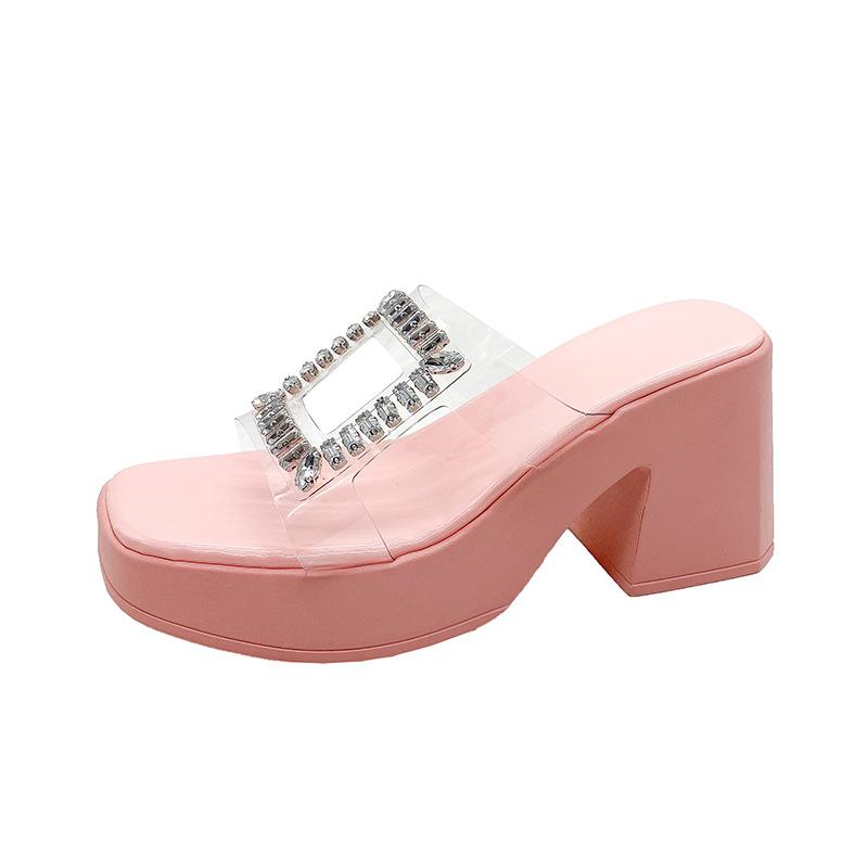 

Fashion Women Platform Wedges Ssandals High Heels Shoes 2024 New Summer Flip Flops Beach Sandals Femme Designer New Dress Crystal Slides 42