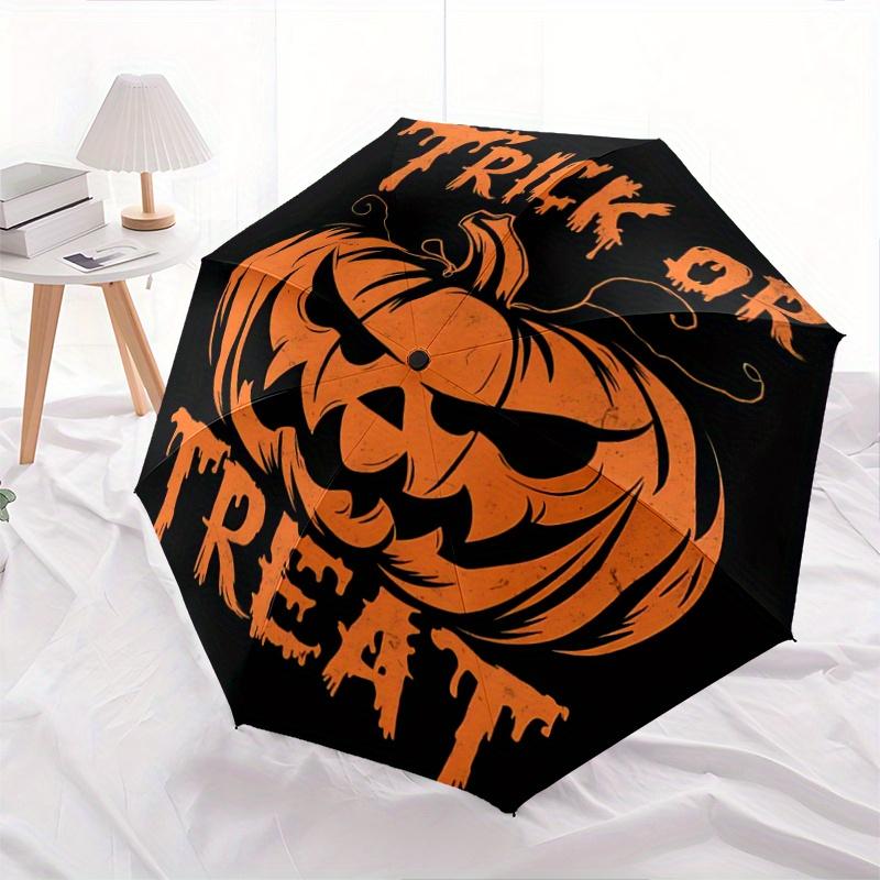 1pc Halloween Trick or Treat Automatic 3-Fold Umbrella Design, Cute Cartoon Pattern, Portable Outdoor Umbrella, Perfect, Holiday Gift for Disney