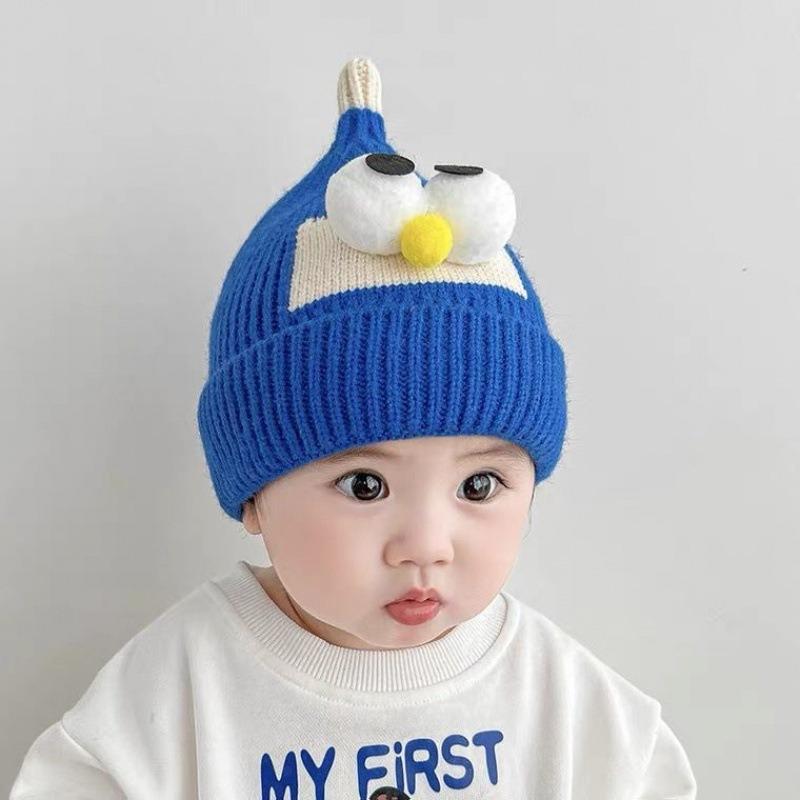 Autumn and Winter Thick Thread Knitted Hat New Cute Bear Boys and Girls Winter Plush Wool Hat Ear Protection Children's Hat