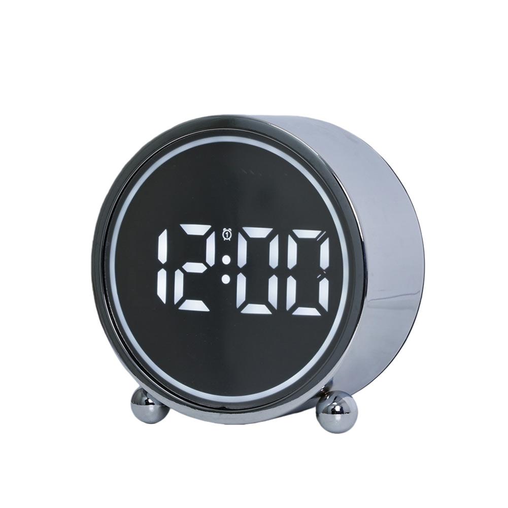 

Modern Analog Alarm Clock for Desktop with Dual Power USB and Battery Small Tabletop Clock with Adjustable Night Light серебряный