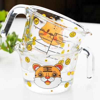 Glass Measuring Cup with Spout 500ml Heat-Resistant Kitchen Measuring Tool Microwave Safe Milk Cup for Kids Breakfast