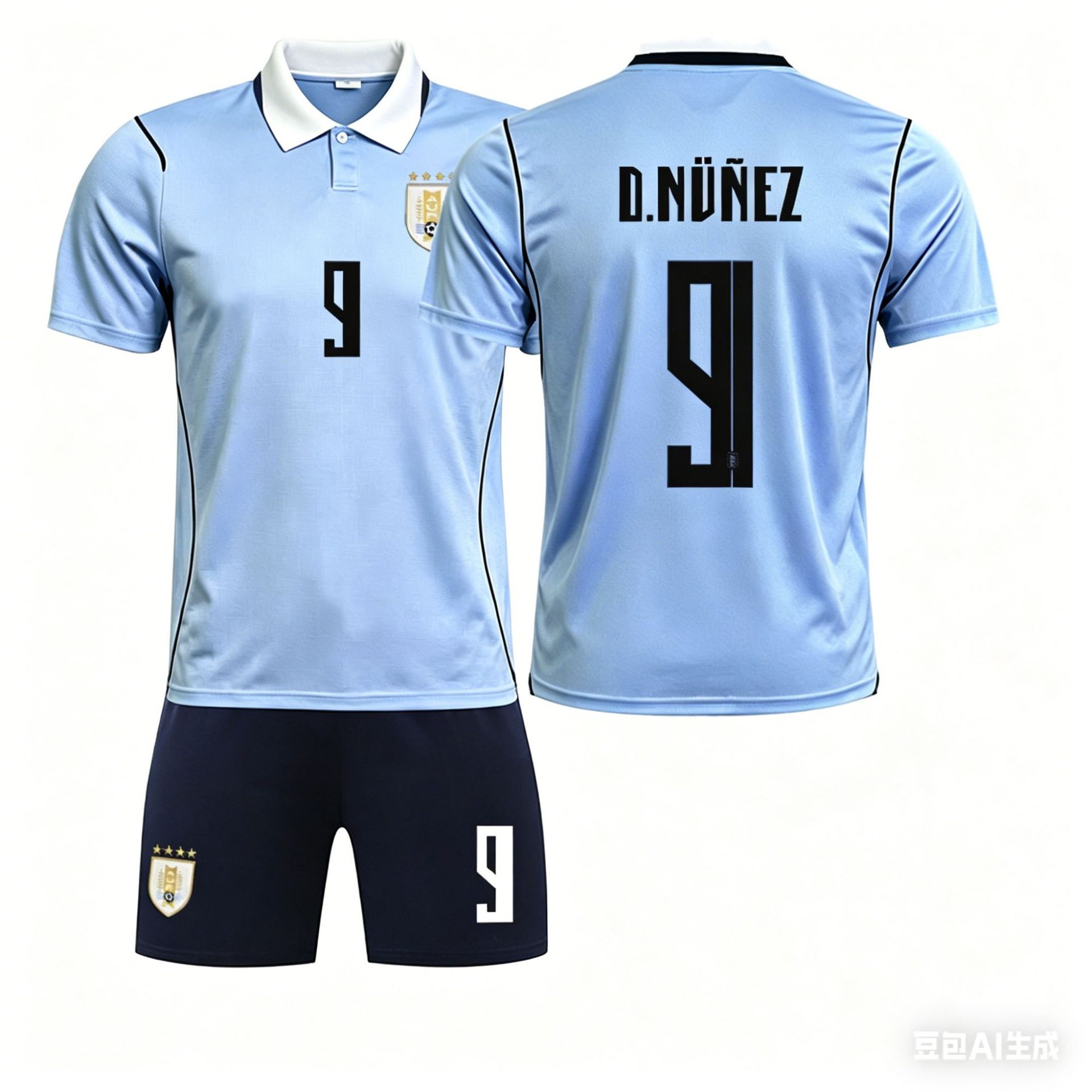WK Uruguay Thuissokken Voetbalshirt Set Nee. 9, Jersey. 24