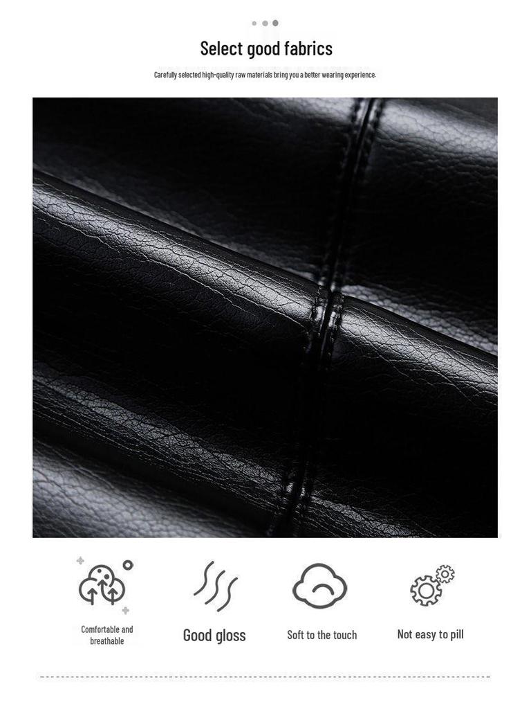 Men's Casual Autumn Leather Jacket - Middle-aged Plus Velvet Thick Style