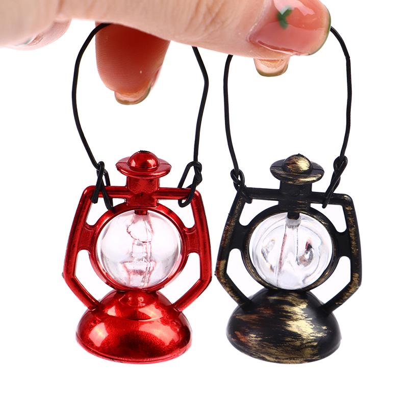 1:12 Dollhouse Miniature Retro Kerosene Lamp Lantern Oil Lamp W/Handle Decor Toy