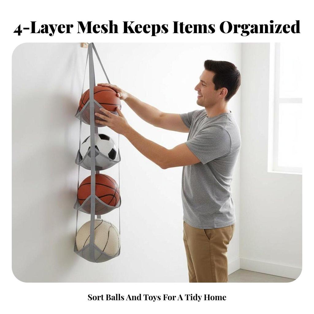 Balls Storage Organizer Space-Saving Hanging Mesh Toy and Holder