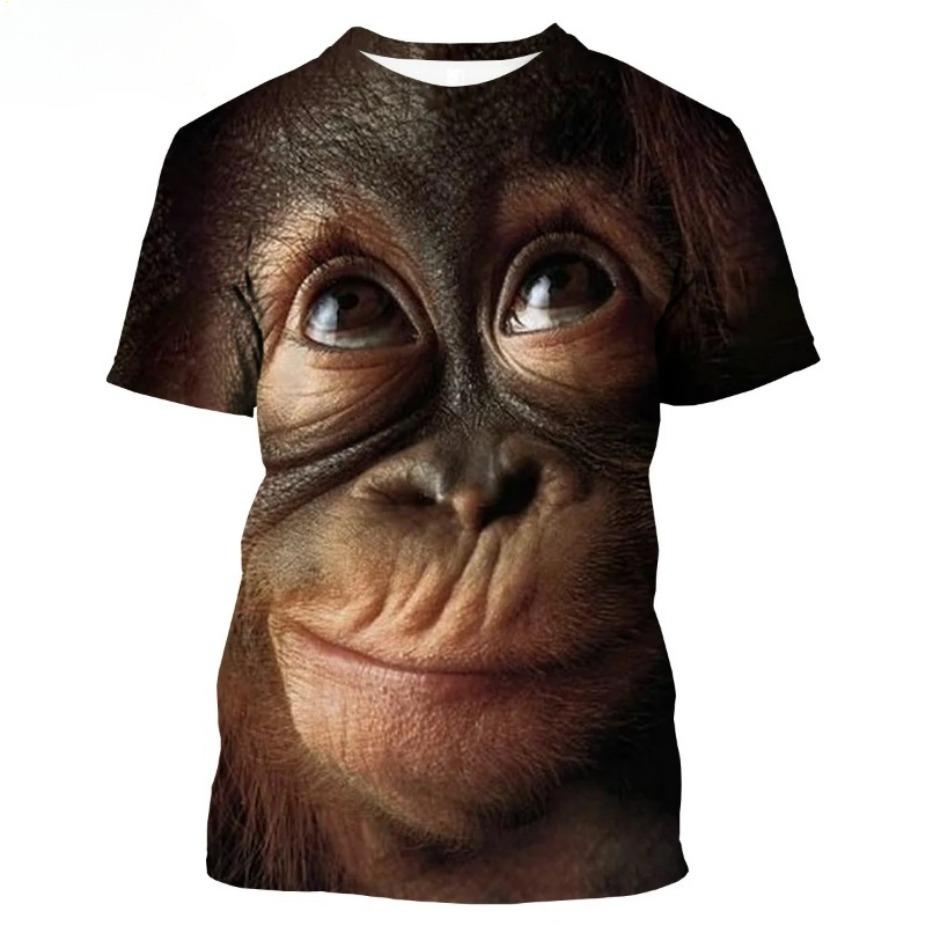 New Fashion Parody Gorilla Fun Monkey 3D Printed T-shirt Men's and Women's Summer Casual Short Sleeved Animal Shirt Top