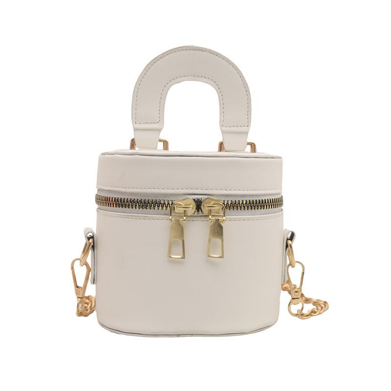 Double zipper portable bucket bag women's bag summer new shoulder bag trendy chain messenger bag