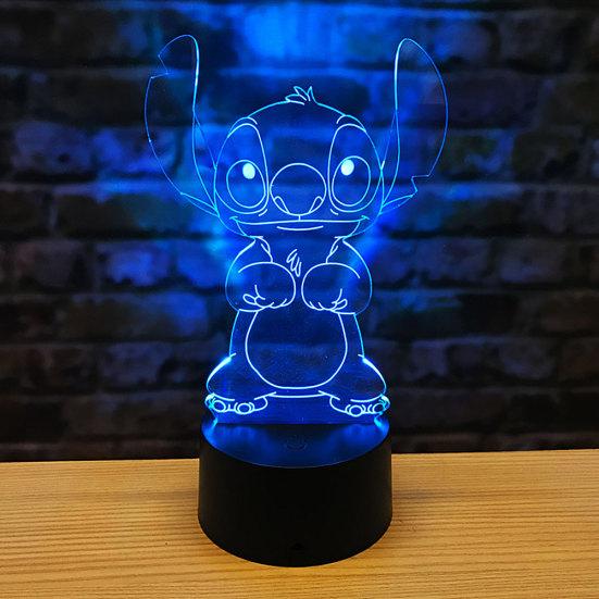3D Cartoon Stitch Night Light Touch Switch 7 Color Change LED Desk Lamp Gift