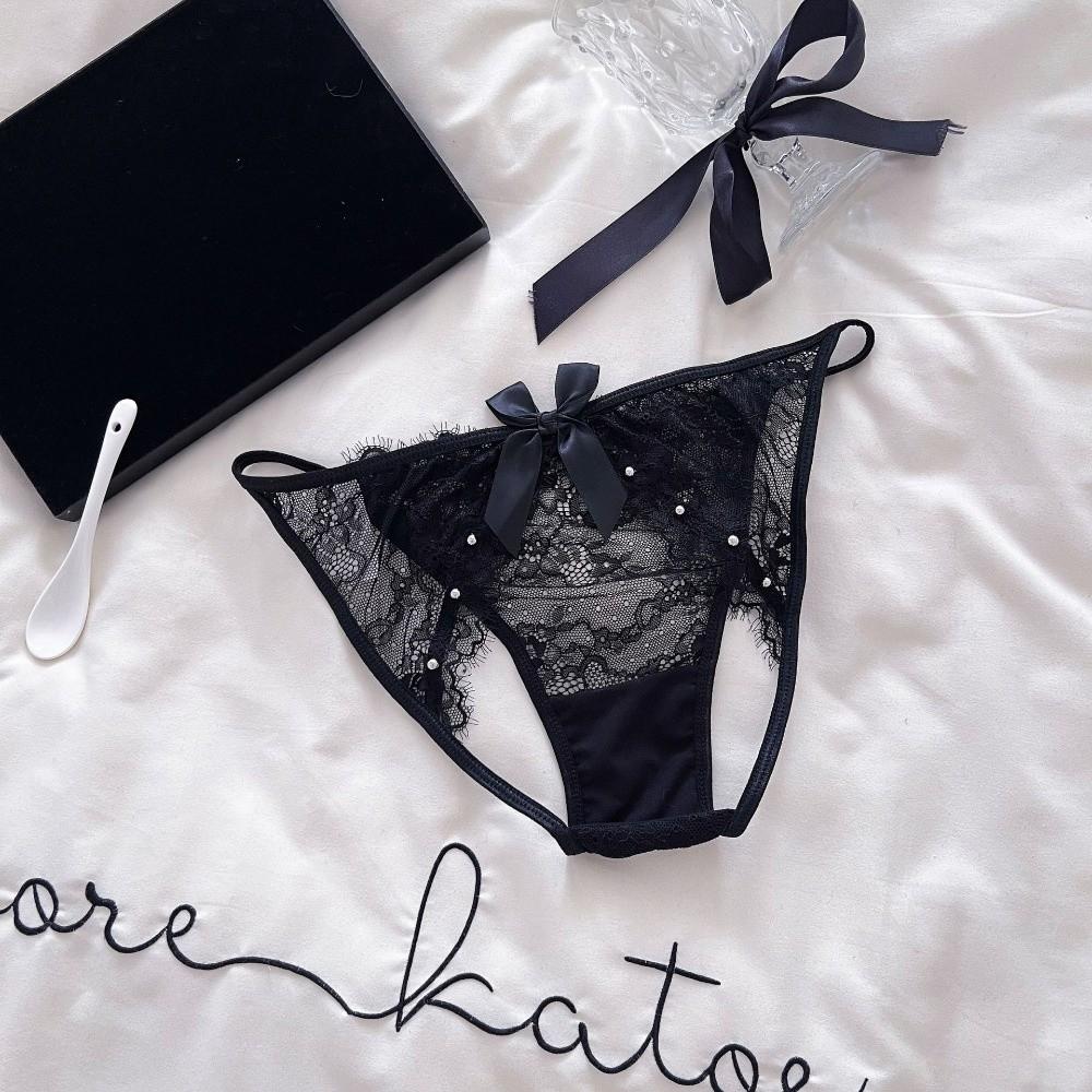 G-String Bowknot Lace Panties Flowers Big Bow Underpants Breathable Thong for Women  Home