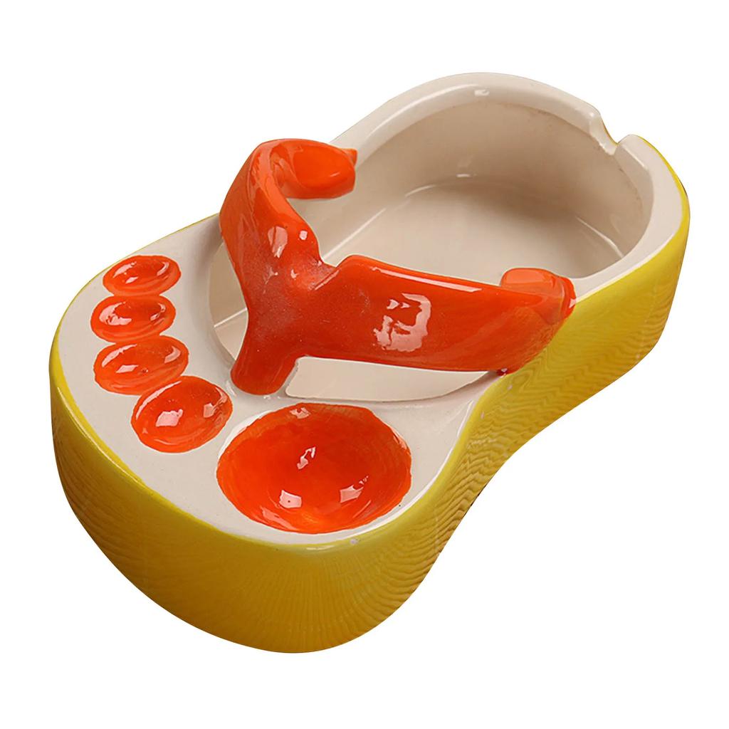 Cute Food Servering Bowl Ceramic Slipper Shape Mini French Fries Plate Flip Flops  Creative Ashtray Plate