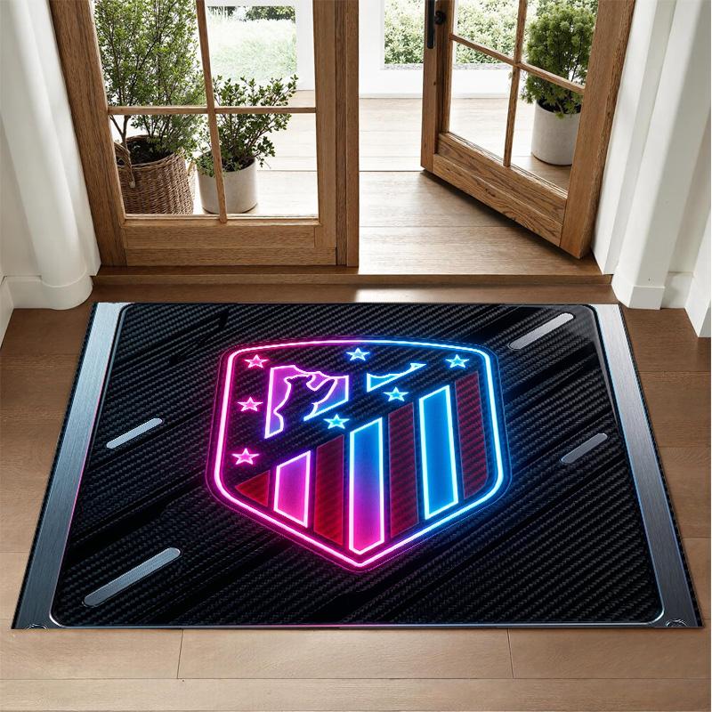 Atletico Madrid Design Crystal Velvet Rug Soft Decorative Mat for Bedroom Entrance